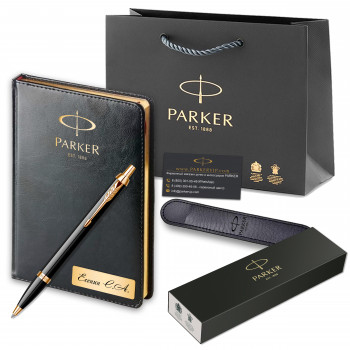 Подарочный набор: Шариковая ручка Parker IM Core K321, Black GT + Ежедневник Black GS