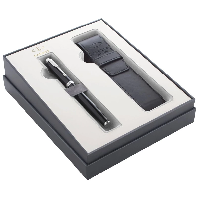 Набор Parker 2020: ручка перьевая Parker IM Core F321, Black CT (Перо M) + чехол для ручки